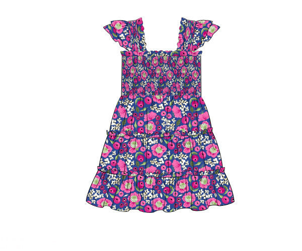 Purple floral girl dress