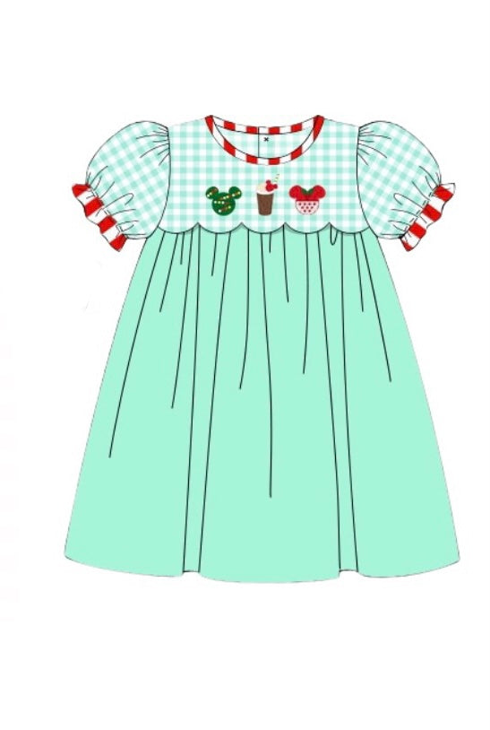 Mouse snacks French knot girl dress