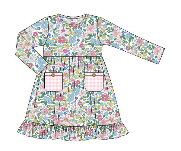 Blue floral girl dress