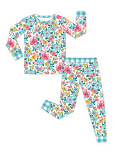 Load image into Gallery viewer, Floral turquoise bamboo 2 piece set
