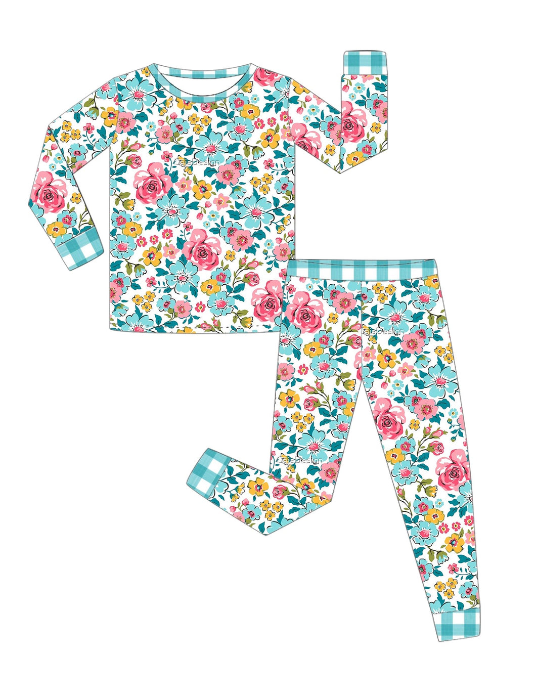 Floral turquoise bamboo 2 piece set