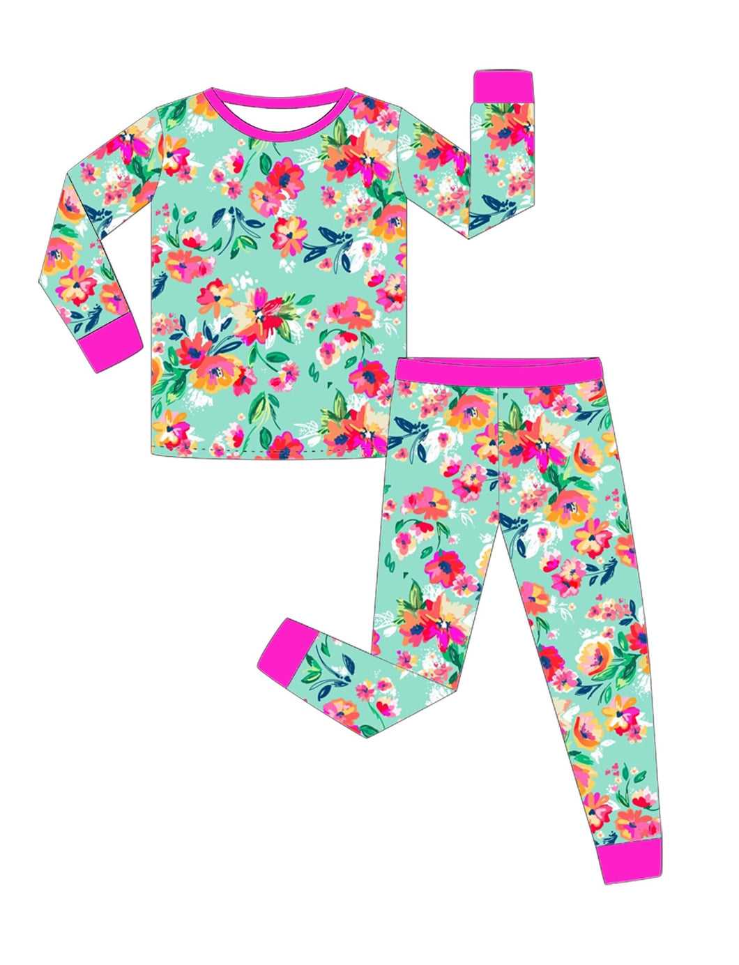 Floral Pink bamboo 2 piece set