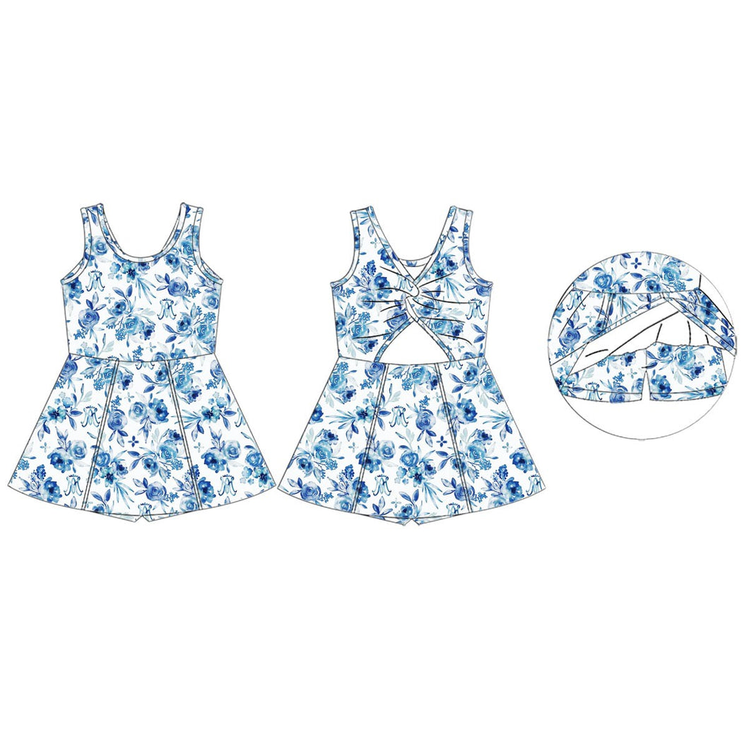 Blue Floral Athletic Dress