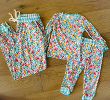 Load image into Gallery viewer, Floral turquoise bamboo 2 piece set
