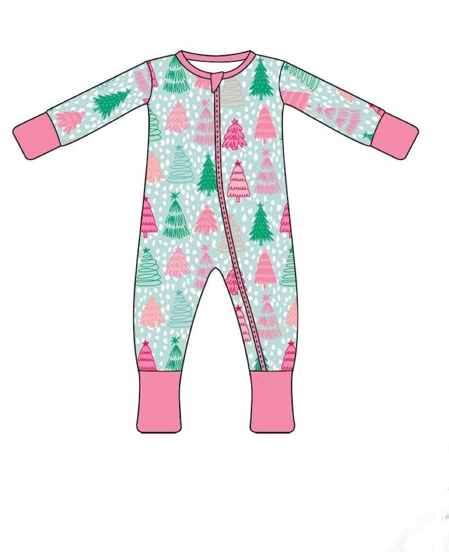 Christmas tree girl bamboo zippy pajamas