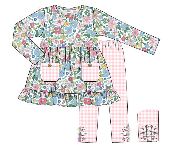 Blue floral girl pant set