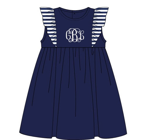 Navy and white girl dress