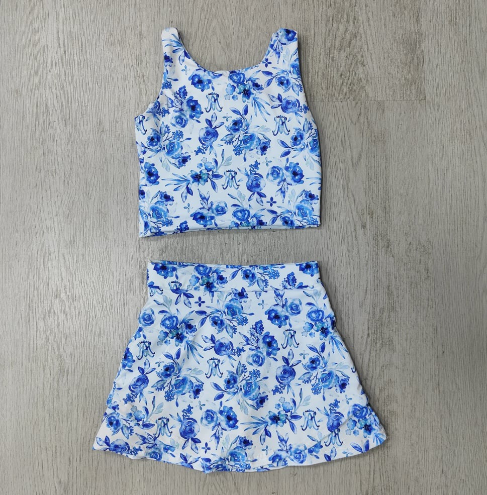 Blue Floral Athletic Set