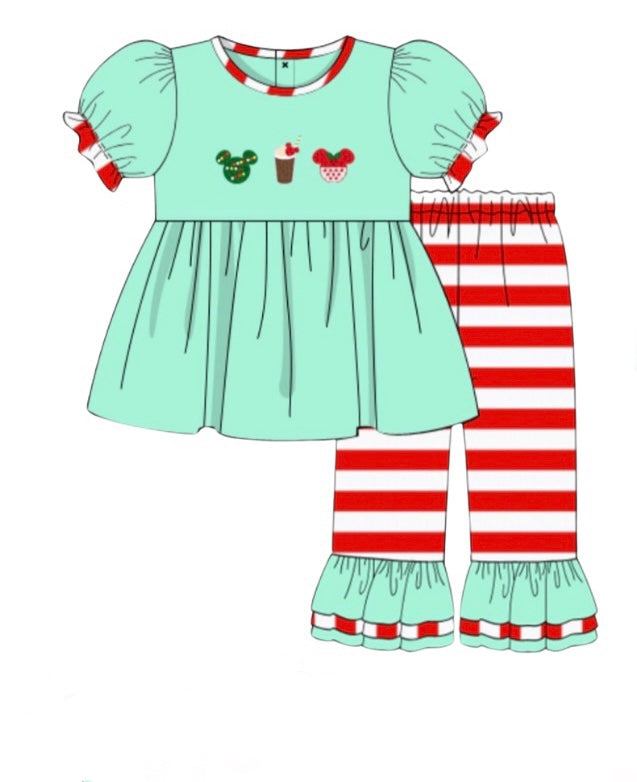 Mouse snacks French knot girl pant set