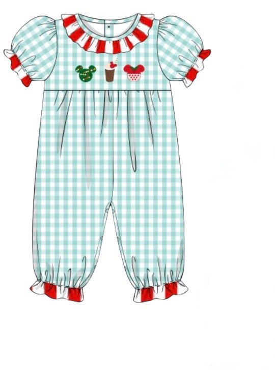 Mouse snacks French knot girl romper