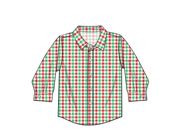 Red gingham boy polo