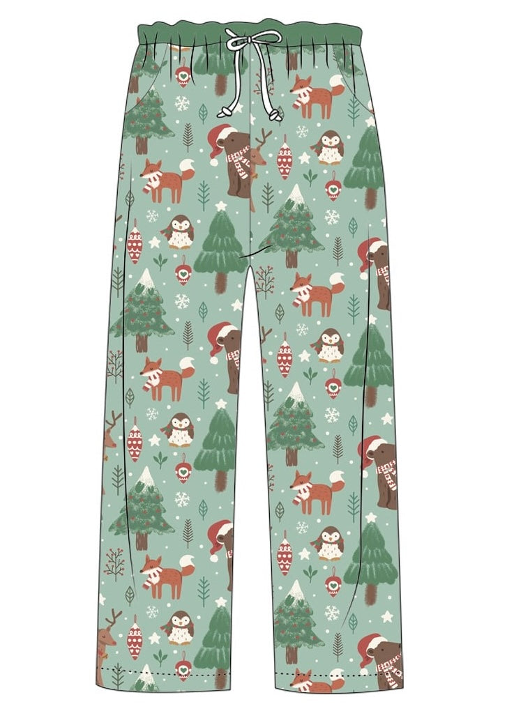 Forest animals adult Christmas bamboo pajamas