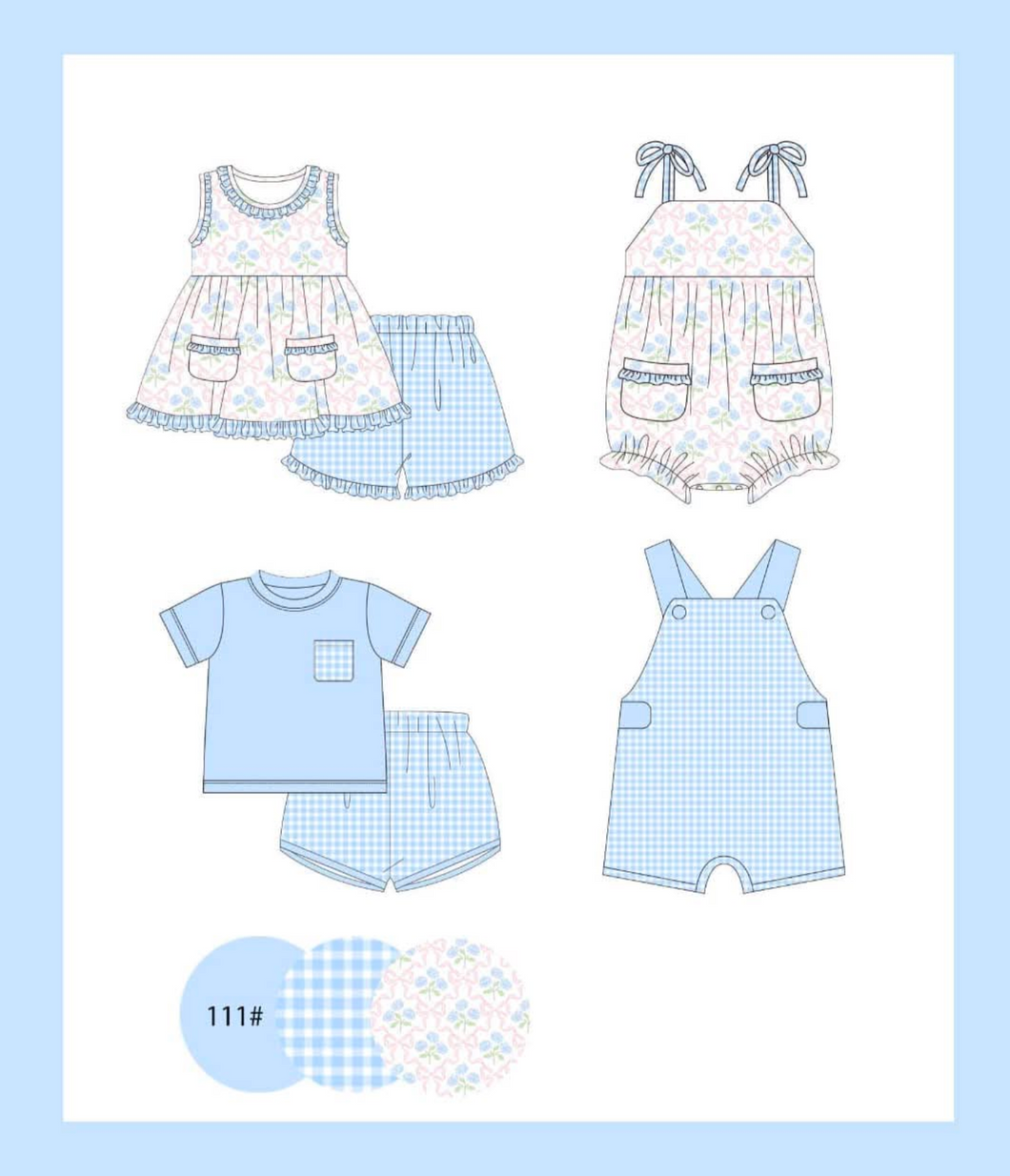 Blue gingham short set boy