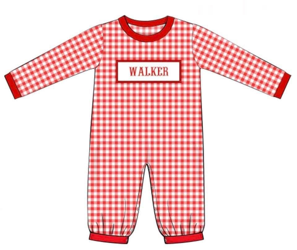 Name smock romper boy