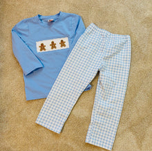 Load image into Gallery viewer, Gingerbread boys smocked pant set

