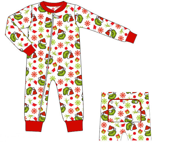Grinch boy one piece pjs