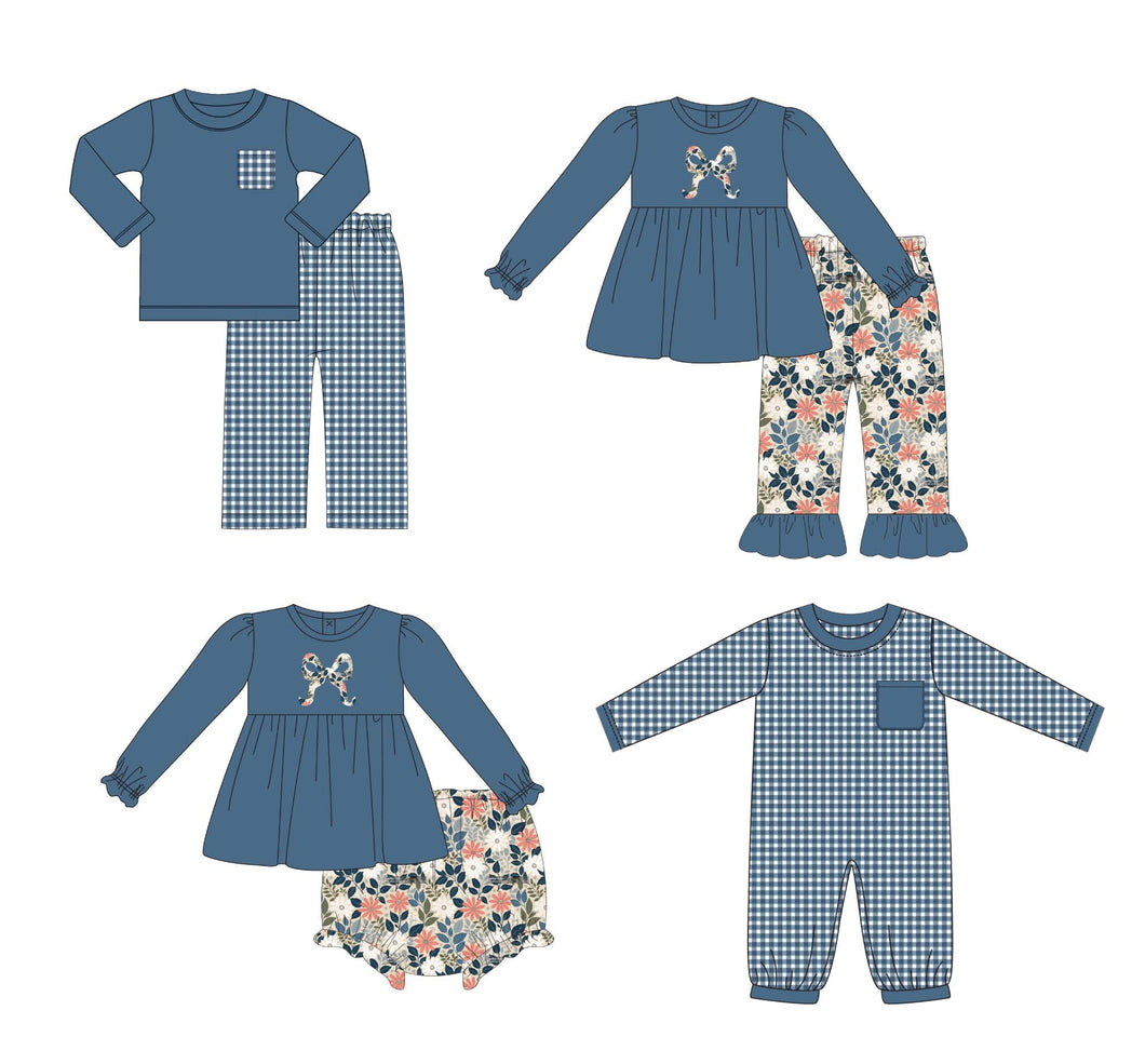 Blue floral girl pant set